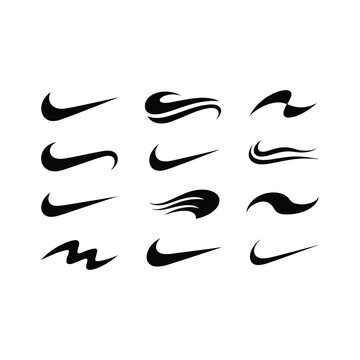 Black swoosh symbols vector illustration isolated on white background.