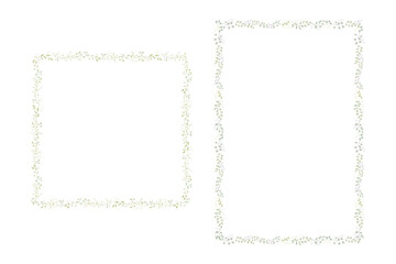 Rectangular and square floral frames with eucalyptus small leaves, watercolor isolated spring compositions set © Elena