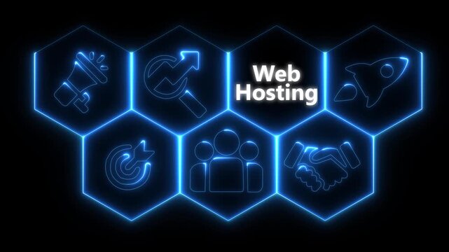 Business Web Hosting concept animated on abstract technology background . Business, Technology, Internet and networking concept