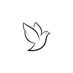 Obraz premium Simple Line Drawing of Dove in Flight.