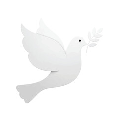 Obraz premium White Dove Flying with Olive Branch.