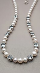 Obraz premium Elegant Pearl and Crystal Necklace - A Timeless Jewelry Piece.