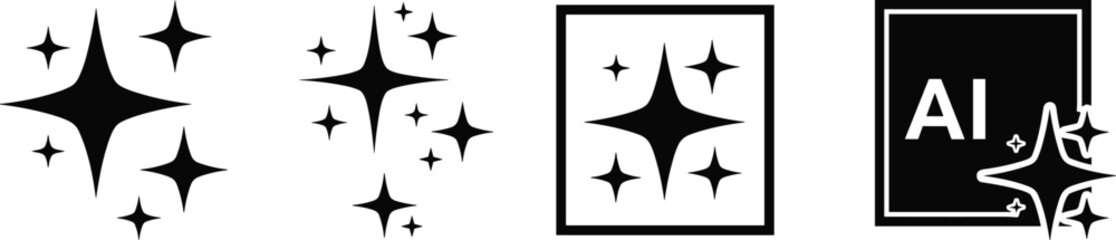 Generative AI sparkle icons set vector illustration, artificial intelligence magic star symbols for creative technology and design tools © Iconify