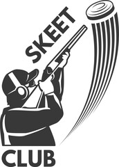 Clay shooting club. Skeet hobby black logo © ONYXprj