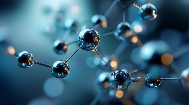 Metallic Molecular Structure Nanotechnology Network Macro Visualization ultra realistic macro visualization of a molecular nanotechnology structure composed of metallic spherical a