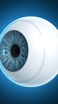Detailed CGI Visualization of Pediatric Eye Anatomy Illustrating Ocular Development for Educational Purposes Against a Dark Blue Gradient Background with Soft Lighting