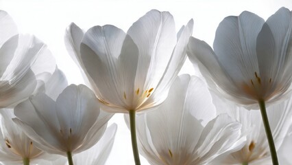 Obraz premium Ethereal White Tulips with Translucent Petals on White