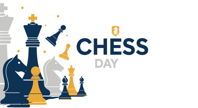 Chess Pieces Illustration for Chess Day.