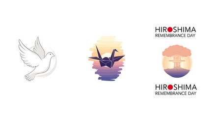 Obraz premium Hiroshima Remembrance Day Dove Graphics Illustration.
