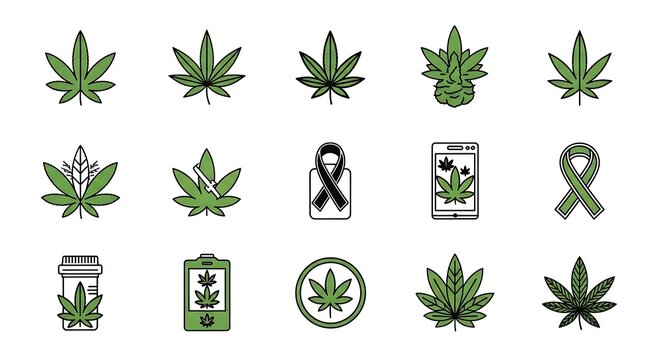 Cannabis Icons - A Collection of Marijuana-Related Symbols for Design Projects.