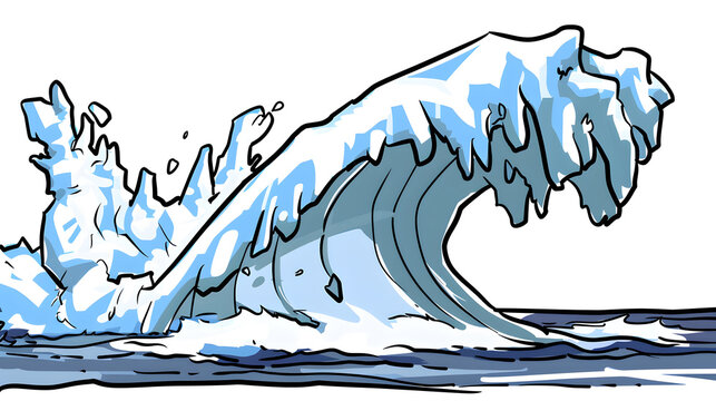 Giant ice tsunami wave crashing, climate change concept