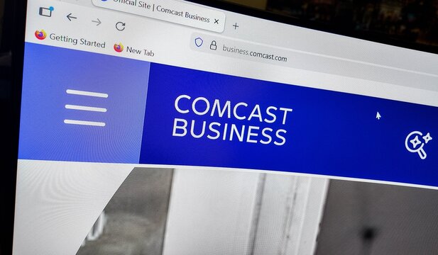 the comcast business website on a computer screen