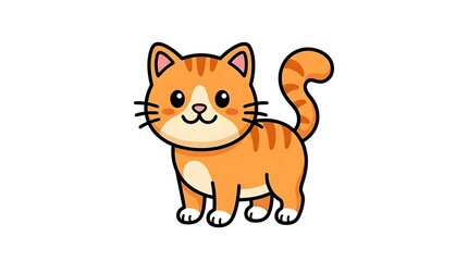 Fototapeta premium Orange Tabby Cat Cartoon Character Illustration.
