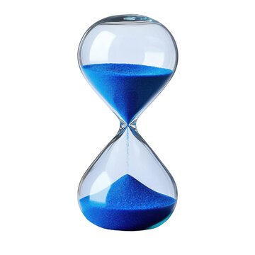 hourglass blue sand on transparent background