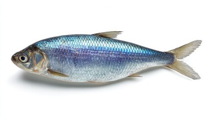 Obraz premium Raw seafood presentation: fresh herring laid out on clean white background