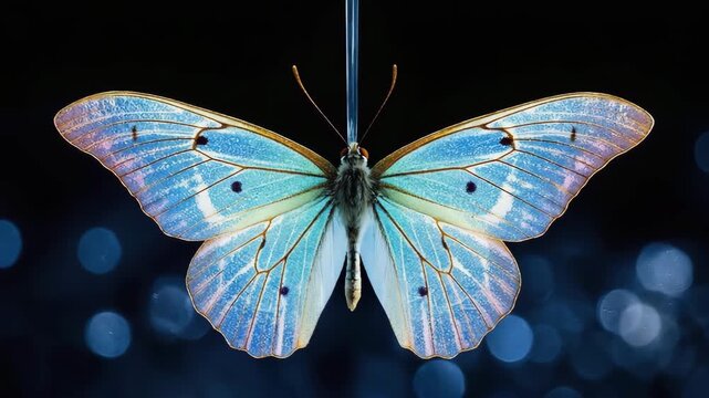 Blue Butterfly Wings Detail Macro Close Up Footage