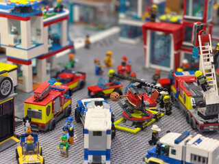 Naklejka premium Lego emergency city diorama