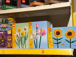 Naklejka premium Lego botanicals flower sets on shelf
