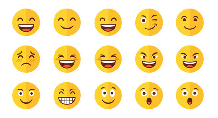 Obraz premium Collection of diverse emoji faces expressing various emotions and feelings