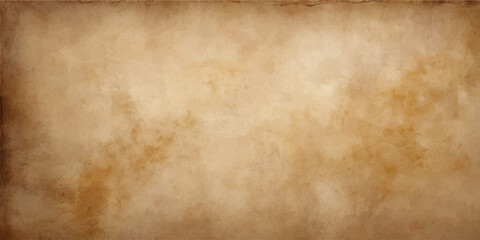 A blank vintage parchment with a grungy brown aged texture and stained antique pattern provides a retro paper background design on a weathered material surface