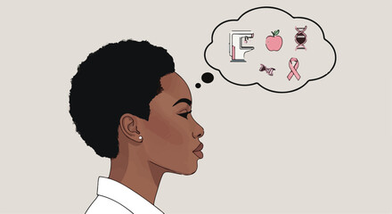 Young Black Woman Thinking About Health Choices and Breast Cancer Awareness