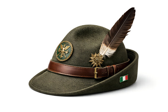 Italy alpini hat with feather as symbol of Italy