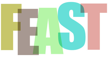 Colorful typography feast word  large letters isolated on white background transparent background © Jayeda akter