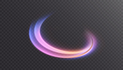 Abstract light effect of glowing line, bright swirl moving in circle on transparent background. Light flow speed effect. Vector  © Valeriia