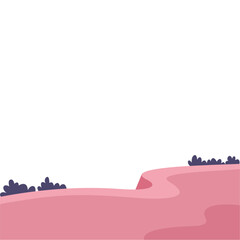 Serene pink landscape with purple grass