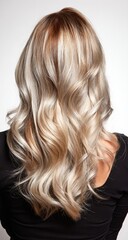 Naklejka premium Rear view of long, wavy hair with ombre blonde and brown highlights