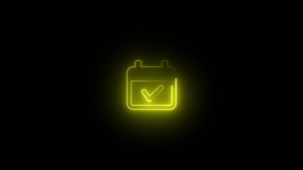 Neon yellow calendar with checkmark on black background ©        
