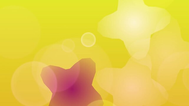 Abstract bright gold and pink blobs merging in hazy, soft focus. Modern background of amorphous glowing shapes with bokeh effect overlay.