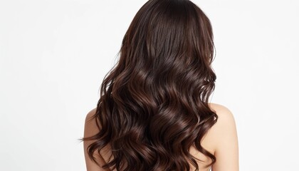 Naklejka premium Photos of a woman with very, very long hair from behind, reaching down to her lower back, taken in a studio, are considered an advertisement for long hair.