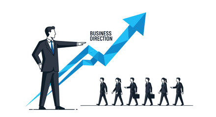 Fototapeta premium Businessman leading team towards business growth and success.
