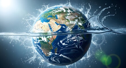 Earth drowning in water a visual representation of climate change