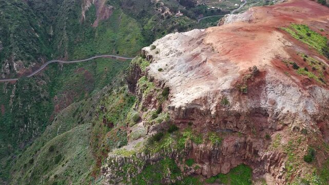 Aerial View Monta&ntilde;a del Cepo Red Plateau Agulo La Gomera Volcanic Geology
