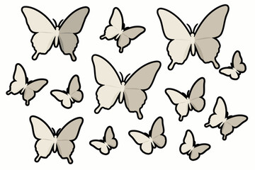 Fototapeta premium Vintage beige butterfly seamless pattern