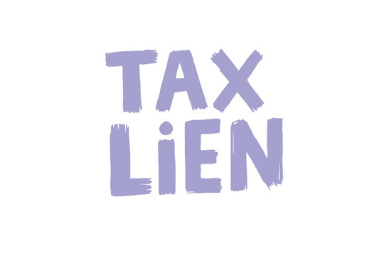 Colorful textured brushstroke letters forming tax lien vector illustration