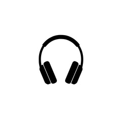 Fototapeta premium Black Silhouette of Over-Ear Headphones, Simple Icon, Music Audio Equipment, isolated on transparent background