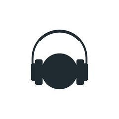 Black Headphones with Vinyl Record Icon, Music Concept, Graphic Design, isolated on transparent background