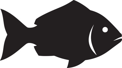 Fototapeta premium Fish silhouette on transparent background vector illustration, marine life, underwater animal icon, fishing industry symbol