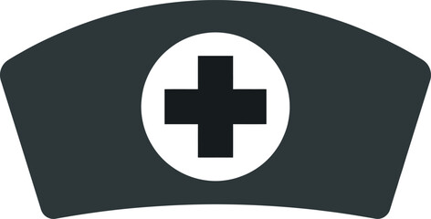 Obraz premium Nurse Hat Icon with Medical Cross Symbol