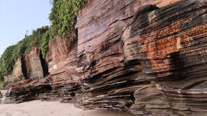 Layered Rock Formations at Beihai Crater Park, Guangxi