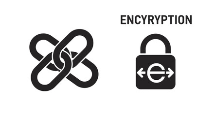 Encryption Symbols Lock Chain Security. © LOGO KIKUK