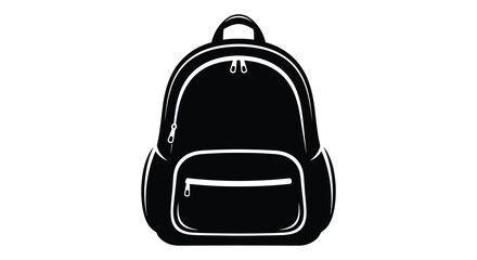 Fototapeta premium A minimalist black and white illustration of a modern backpack with a front zipper pocket high quality professional