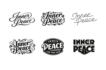 Obraz premium Inner Peace. Set lettering. harmonious lettering variations of the same emblematic concept, each with different artistic interpretation (Elegant script with