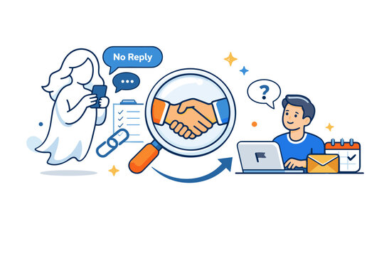 Influencer ghosting brands emphasizing the need for transparency and professional communication. An optimistic concept illustration suggesting