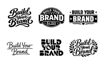 Obraz premium Build Your Brand. Set lettering. harmonious lettering variations of the same emblematic concept, each with different artistic interpretation (Bold