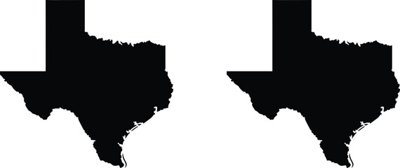 Texas state map silhouette set isolated on white background, geographic outline of Texas USA for cartography, location design and navigation concept © Creative Vector