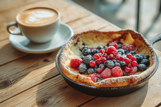 Dutch baby pancake and coffee,breakfast